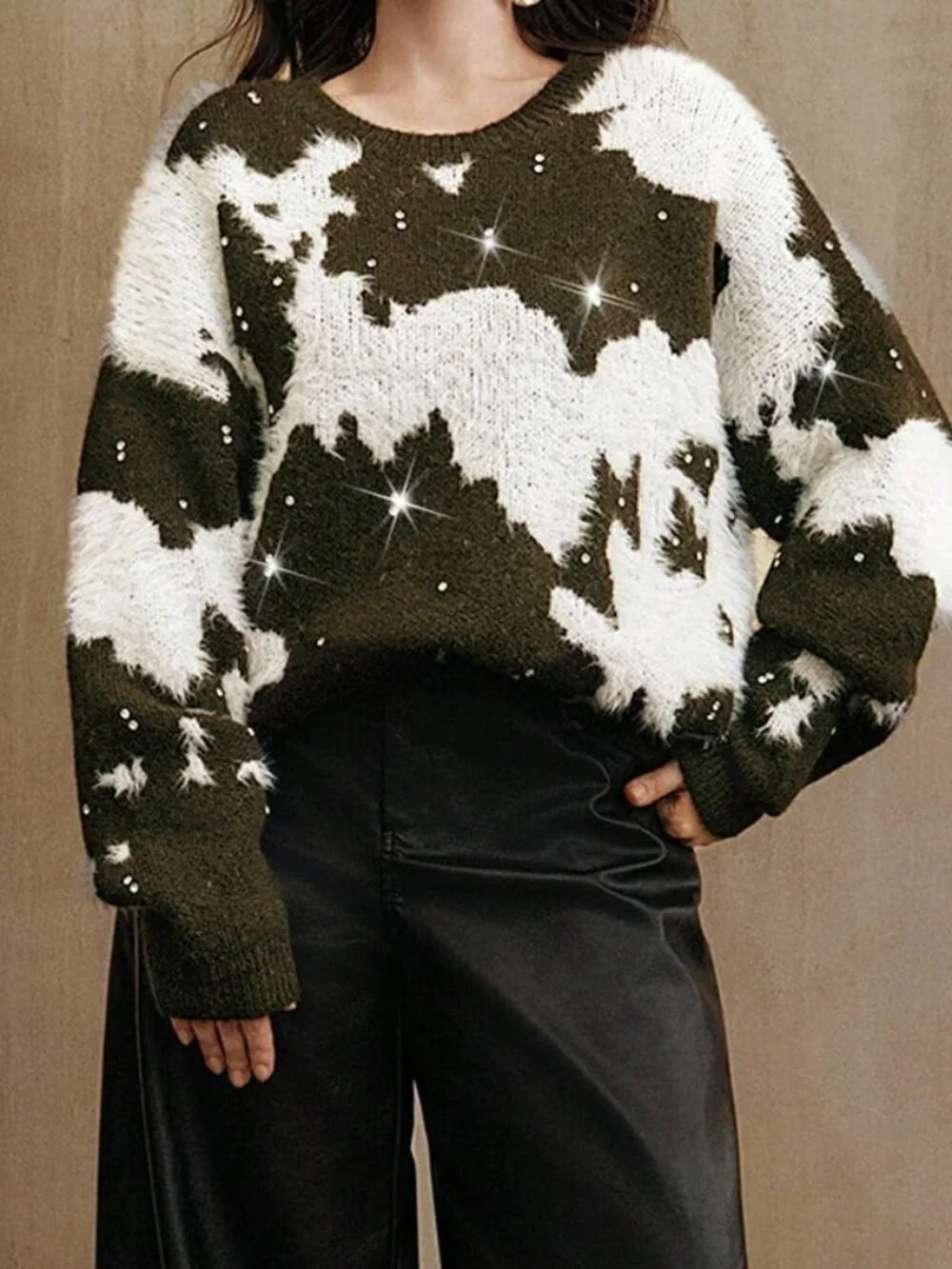Multicolor Casual Women's Elegant Crew Neck Pullover Sweater